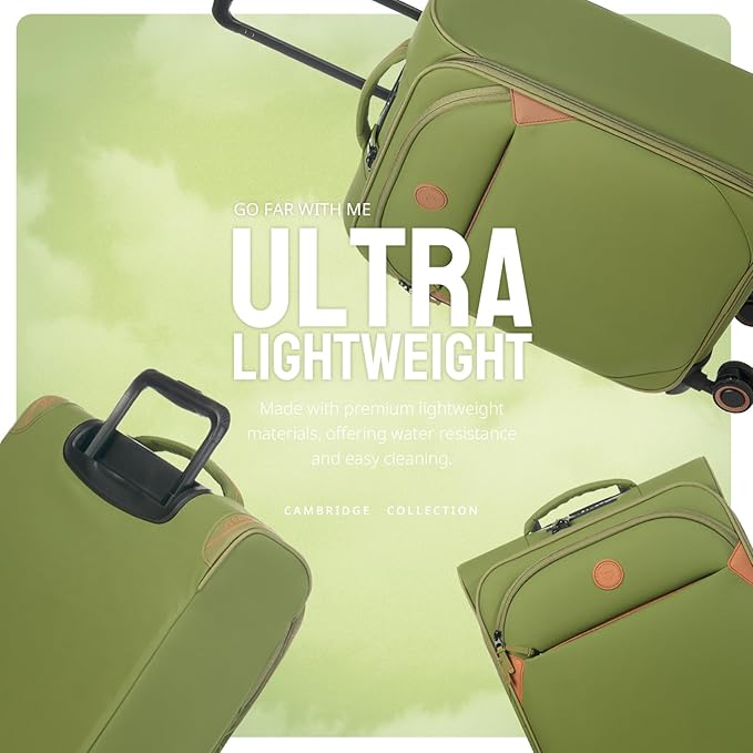 Verage Cambridge Lightweight Carry On Luggage,Softside Expandable Suitcase with Spinner Wheel (20-Inch, FERN GREEN)