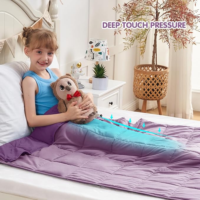 yescool Purple Weighted Blanket 5 Pounds Cooling Weighted Lap Blanket, Heavy Blanket for Sleeping, Weighted Throw Blanket Gifts for 40-60lbs, 36"x48"