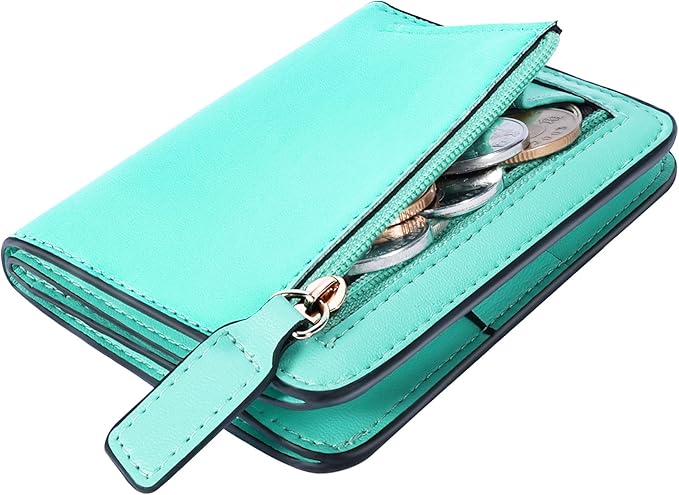 Toughergun Women’s Small Slim Leather Wallet with RFID Protection, Compact Bifold Mini Purse with Clear ID Window