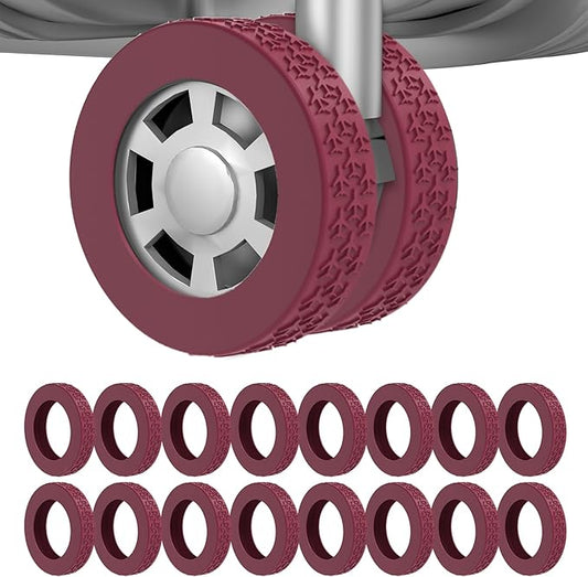 16Pcs Luggage Wheel Covers,Silicone Suitcase Cover for 2-2.4'' Spinner Wheel, Carry On Luggage Wheels Protector,Upgrade Suitcase Wheels Protective,Essential Travel Accessories (Wine Red)