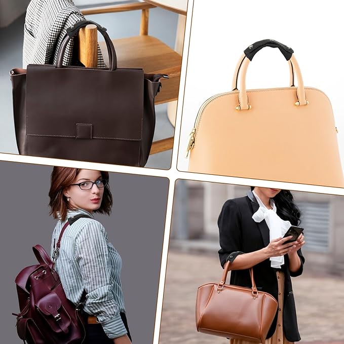 2 Pieces Leather Luggage Handle Wraps Covers PU Handbag Grip Cover Protector Soft Purse Strap Cover Pad with Brass Clasps for Wallet Tote Bag Suitcase Travel Bag, Black