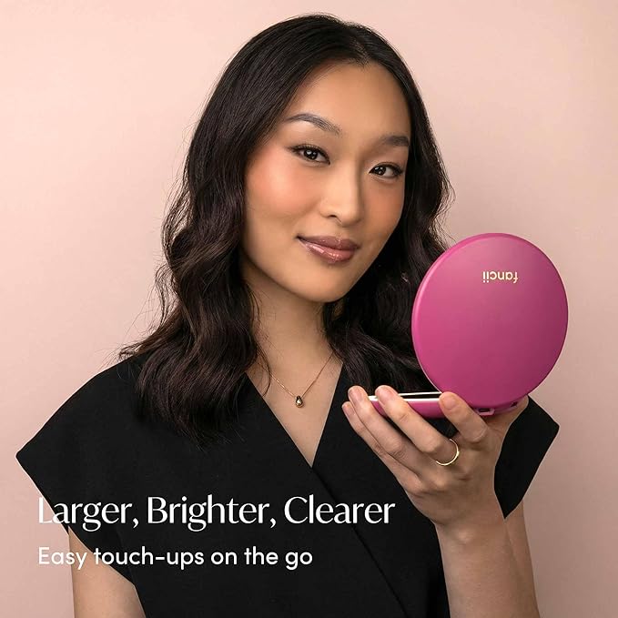 Fancii Taylor Compact Travel Mirror with Light, Rechargeable, 10x /1x Magnifying, 3 LED Light Settings - Best for Makeup, On The Go Touch-Ups, (Magnolia Burst)