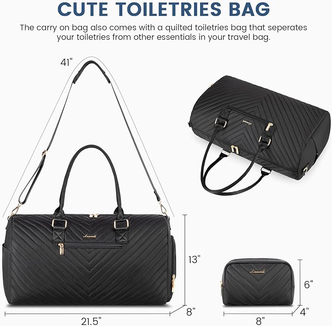 LOVEVOOK Travel Duffle Bag, Weekender Bag for Women with Toiletry Bag, Carry on Overnight Bag with Shoe Compartment, Gym Duffel Bag with Wet Pocket, Mommy Hospital Bags for Labor and Delivery