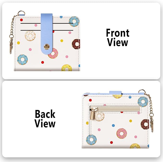 Airkit Small Wallets Woman RFID Blocking Leather Credit Card Holder - with ID Window - Card Wallets for Women - with Zipper Coin Purse - Keychain Wallet