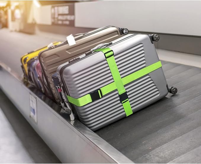 2 PCS Luggage Strap 78" x 2" Suitcase Belts Wide Adjustable Packing Straps Travel Accessories, Green