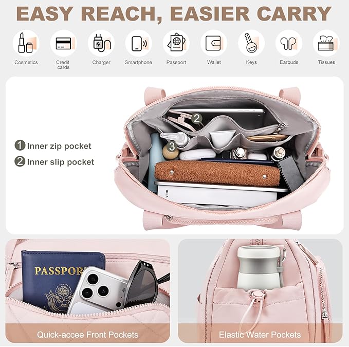 Gym Bag for Women, Duffle Weekender Bags for Travel, Lightweight Weekender Tote with Wet Pocket for Sports, Workout and Dance Pink