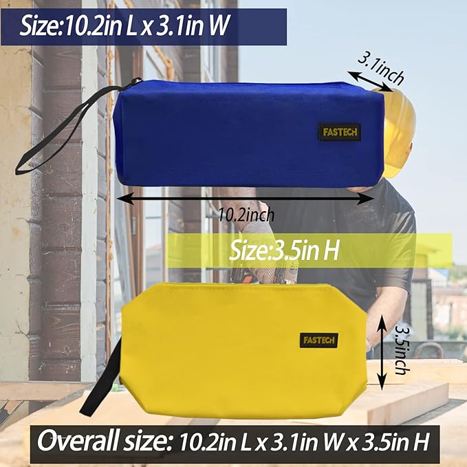 FASTECH 5-Pack Zipper Utility Tool Bag，Small Zipper Bags/Multi-Purpose Tool Pouch Tote Bags Storage Organizer for Screwdrivers,Pliers,Nut Drivers Gifts to Men/Women. (5 Color)