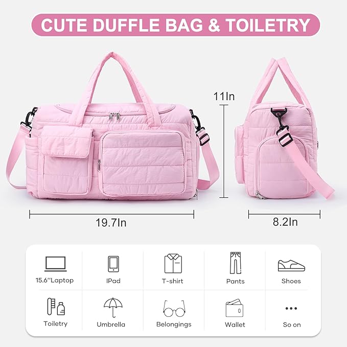 Small Gym Bag for Women, Travel Duffle Bag Carry On Weekender Bag with Shoe Compartment