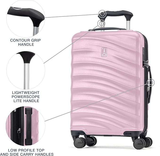 Travelpro Maxlite Air V2 Hardside Expandable Carry on Luggage, 8 Spinner Wheels, Lightweight Hard Shell Suitcase, TSA lock, Pink, Compact Carry On 19-Inch