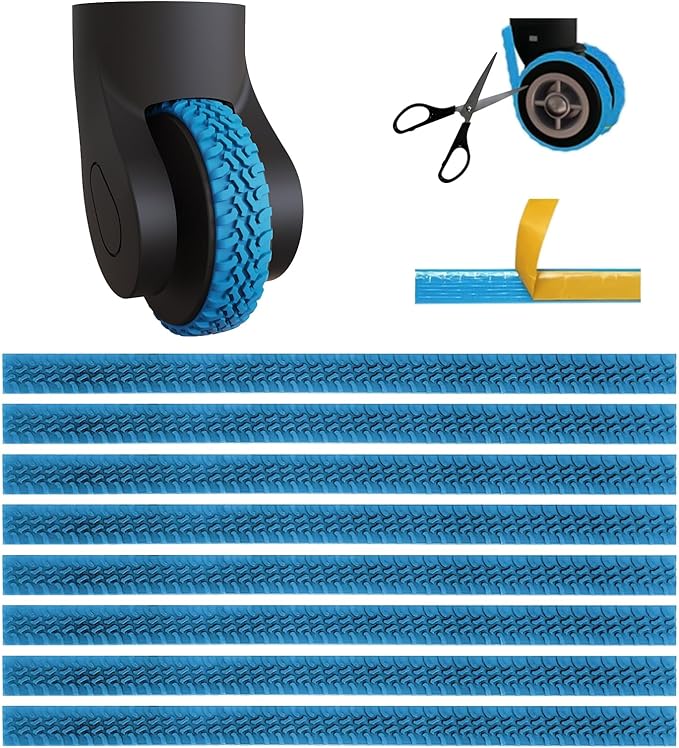 8Pcs Silicone Luggage Cover Protector, Suitcase Wheel Covers, Silent Protection Suitcase Wheel Protection Covers,Essential Travel Accessories(Blue,Y)