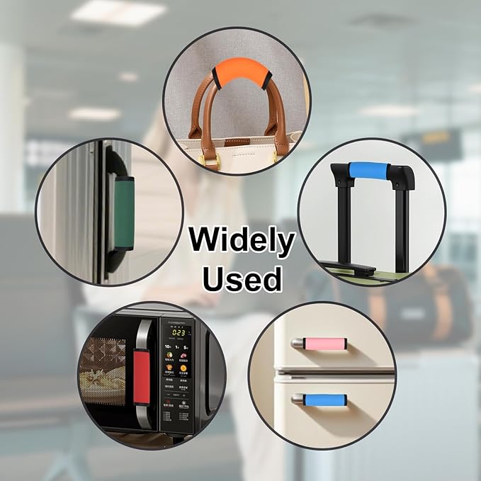 6pcs Neoprene Luggage Handle Wraps, Detachable Handle Covers Bright Suitcase Identifier for Travel Bag/Beach Bag/Backpacks (6Pcs-Orange&Sky Blue&Black&Blue&Pink&Green)