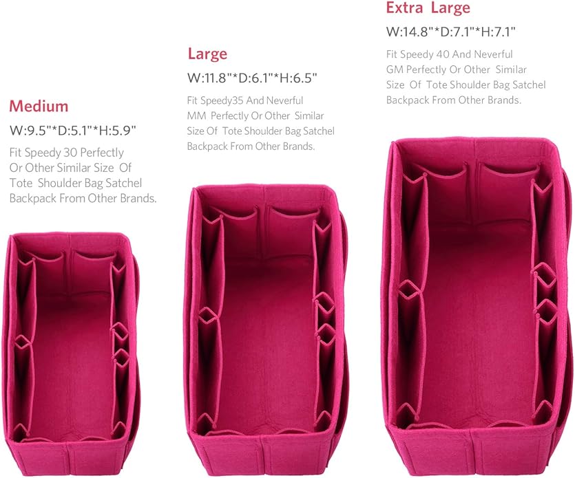 ZTUJO Felt Purse Organizer, Multi Pocket Bag in Bag Organizer For Tote & Handbag Shaper, Speedy 30, Speedy 35 and Speedy 40