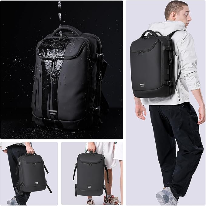TANGCORLE Travel Carry on Backpack 50L Expandable Flight Approved Backpacks 17.3 inch Laptop and USB Charging Port bags Water Resistant Business Back Pack for Women & Men