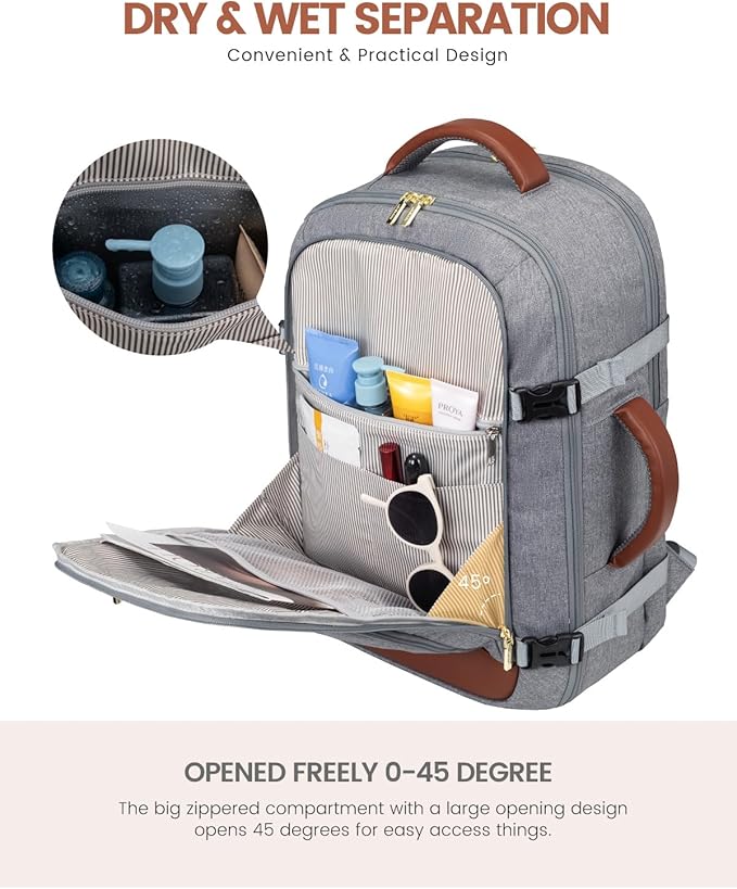LOVEVOOK 50L Large Carry on Backpack, Travel Backpack for Women Men Flight Approved, Personal Item Travel Bag For Airplanes, Waterproof 18 Inch Laptop Backpack, Business Weekender Overnight Daypack