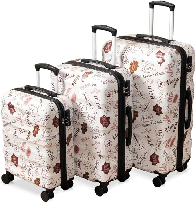 Lispin Luggage Set Softshell Expandable 4 Piece Suitcase with Wheels Softside Lightweight Travel Carry on Luggage (White 20"/24"/28")