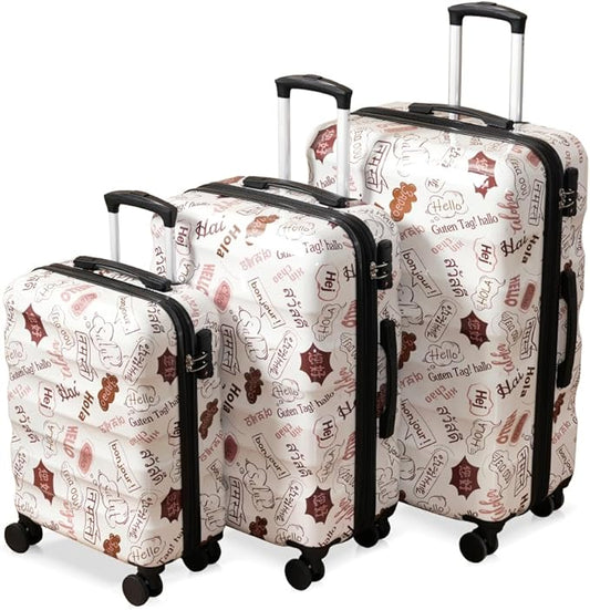 Lispin Luggage Set Softshell Expandable 4 Piece Suitcase with Wheels Softside Lightweight Travel Carry on Luggage (White 20"/24"/28")