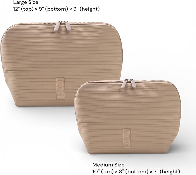 THE VERTI-Vertical Waterproof Makeup & Toiletry Bag | 23-Pocket Organizer with Upright, Fold-Down Design for Skincare, Toiletries & Essentials (Sandstone)
