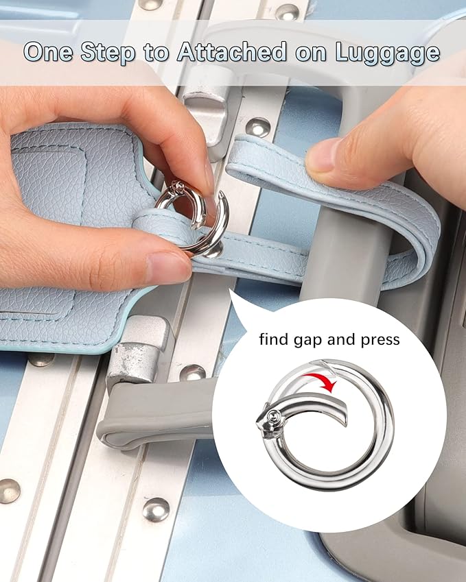 3 Pack Luggage Tags - Quick Install, Privacy Protection, Airplane Travel Essentials for Suitcases, Durable Leather - Lichee Cyan