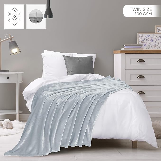 Utopia Bedding Fleece Blanket Twin Size Light Grey (60x80 Inches) Ultra Soft Warm Lightweight Microfiber Breathable Anti-Static Cozy Winter Bed Blanket, All-Season Home Decor Gift for Men & Women