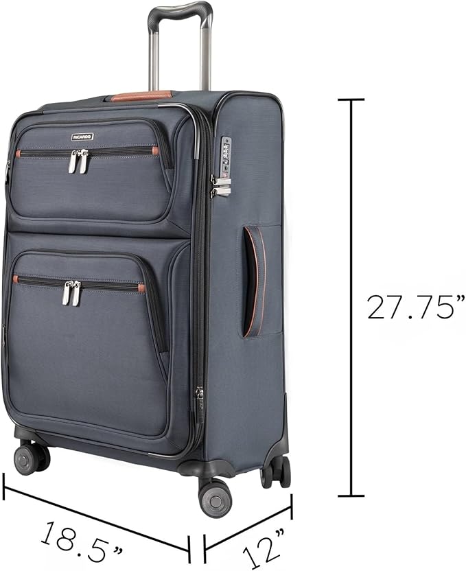 Ricardo Beverly Hills Montecito 3.0 Softside Luggage Collection – Expandable Suitcases with Wheels and TSA Lock, 25" Medium Check-in, Graphite