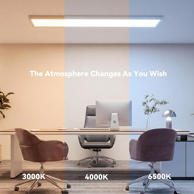 AIKVSXER 36PCS 1x4 LED Flat Panel Light Surface Mount with Wireless Switch | App Control, Night Mode, 50W 5500LM, 3000K/4000K/6500K, Ultra-Thin LED Light for Office Home,120-277V - White
