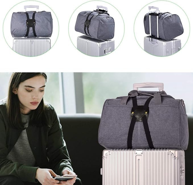 Luggage Straps for Suitcases, Travel Belt for Luggage Over Handle, Adjustable High Elastic Luggage Straps for Suitcases TSA Approved for Connecting Your Luggage (1 Pack Black)