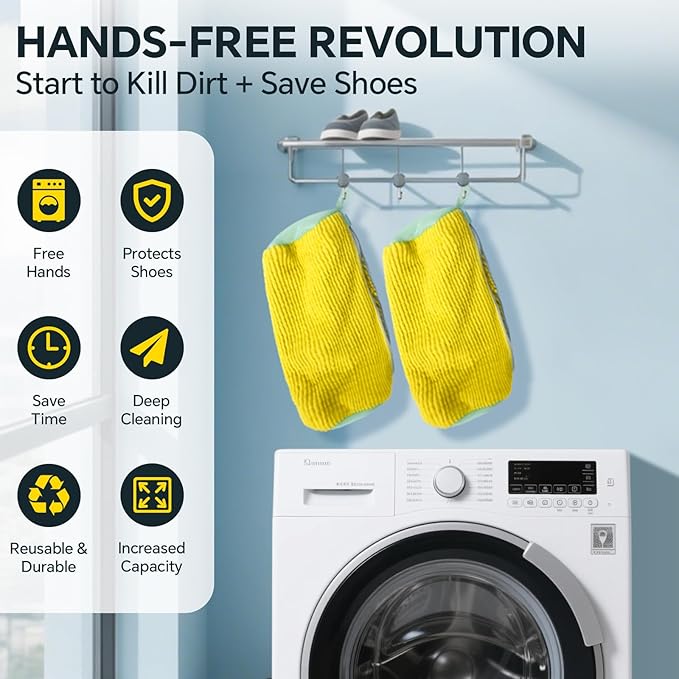 Shoe Washing Machine Bag: 2 Pack Reusable Shoes Cleaning Bags, Heavy Duty Shoe Laundry Bag for Washer & Dryer, 360° Deep Clean for Sneakers Tennis Shoes