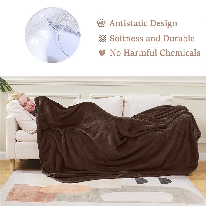 HOZY Soft Blanket Travel Size Fleece Warm Fuzzy Throw Blankets for The Bed Sofa Lightweight 350GSM Travel 50"*61"