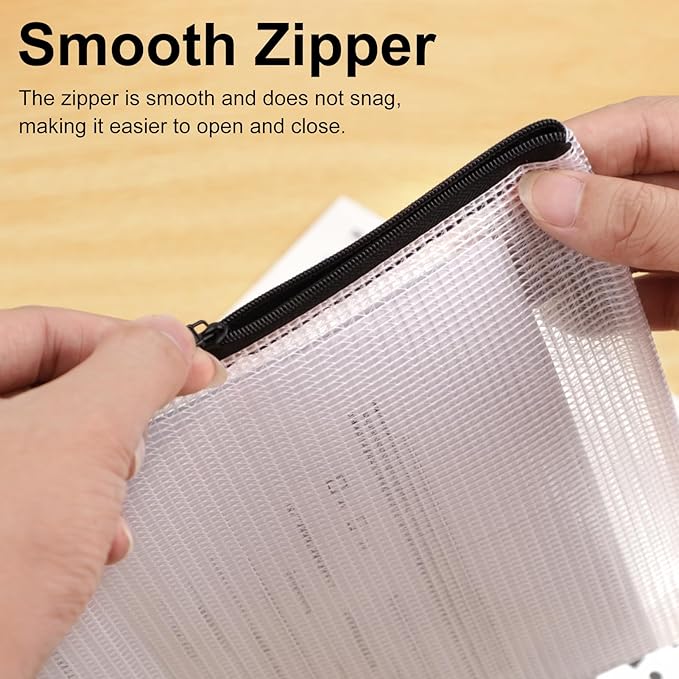 YOPCDJ 20pcs Multisize Mesh Zipper Pouch, Waterproof Bags for Office Supplies, 8 Sizes Waterproof Plastic Document Pouch, Bags for Travel Storage, Office Supply and Home Organize
