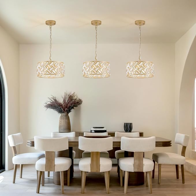 12" Gold Crystal Chandelier 4-Light Drum Semi Flush Mount | Gold crystal drum chandelier with 4 lights, cross-pattern K9 crystals and semi flush mount design for elegant interiors