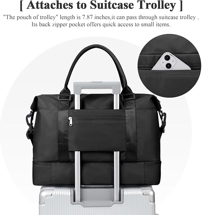 Travel Duffel Bag with Shoes Compartment, Carry on Overnight Weekender Bags for Women, For Spirit Airlines 18x14x8 Personal Item Bag