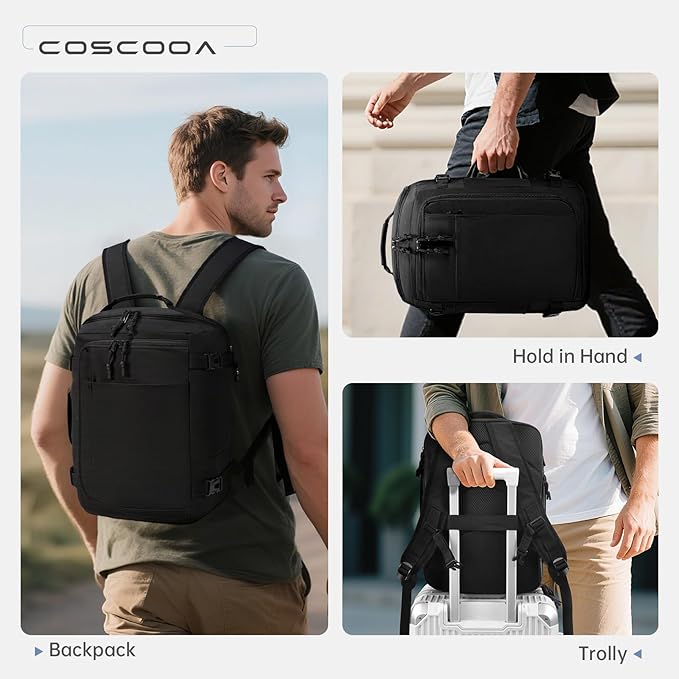 40x30x20cm Travel Bag, Expandable Carry on Travel Backpack 30-35L, 40x30x25cm Personal Item Bag,15.6inch Laptop Backpack with Shoe Compartment and Wet Pockets,Mochila de Viaje