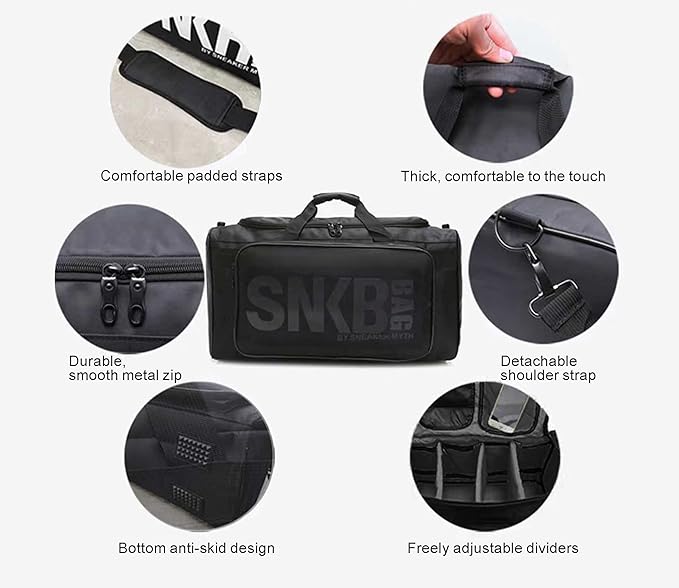 Sneaker Duffel Travel Bag for Men Shoe Bags for Travel Sneaker Bag Basketball Outdoor Sports Gym Bag Travel shoe bag With 3 Adjustable Compartment Dividers Travel Shoe Bags