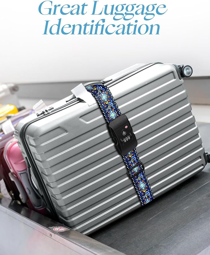 Slohif Luggage Straps TSA Lock for Suitcases - Travel Belt TSA Approved Accessories Luggage Identifiers Carry On Bag with Buckle Nylon Adjustable Band for Add a Bag Bird