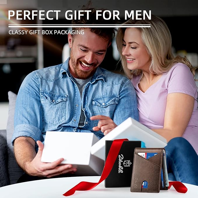 Zitahli Bifold Wallets for Men - Slim RFID Leather Credit Card Holder for 6-11 Cards, Minimalist Thin Wallet with ID Window & Cash Slot,Front Pockt Carteras Para Hombres, Birthday Gifts for Men | Slim, RFID Blocking, Premium, Front Pocket, Gift Box, Le...