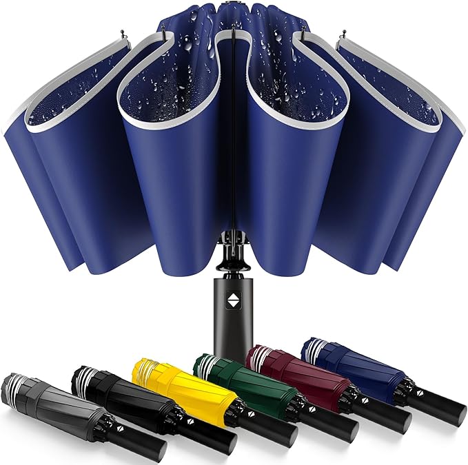 ExploreBliss Travel Umbrella Superior, Beautiful & Compact, Large Strong but Light Portable and Automatic Folding Rain Umbrella, Premium Grip, Fits Car & Backpack