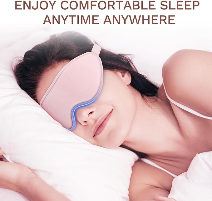 FlyCoco 99% Fully Block Out Light Eye Sleep Mask, 3D Deep Contoured Eyes Cover Zero Pressure, Long Lash Extension Eyes Mask with Adjustable Straps for Sleeping Travel Home Nap Rest Women Men (Pink)