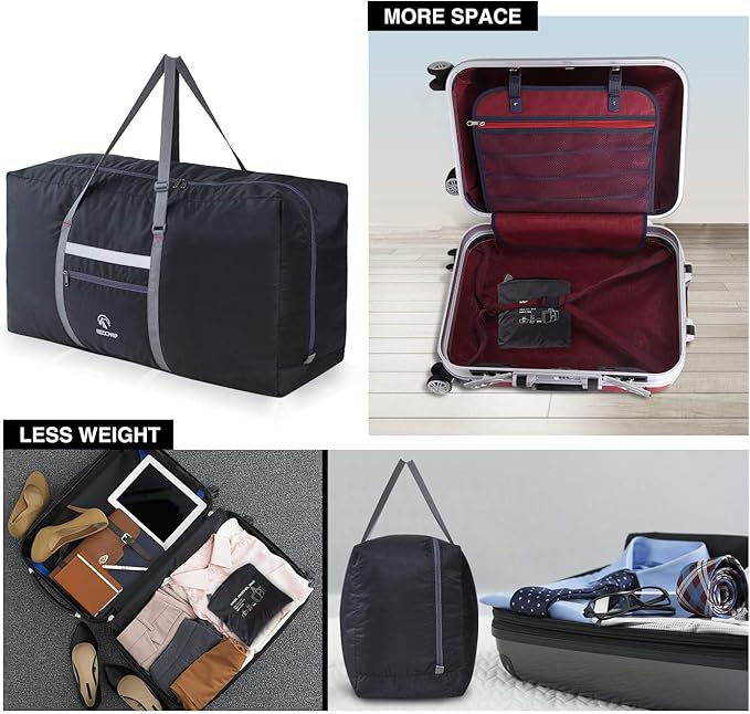 REDCAMP 31" Foldable Extra Large Duffle Bag, 100L Lightweight Travel Duffel Bag with Adjustable Strap for Men Women, Black