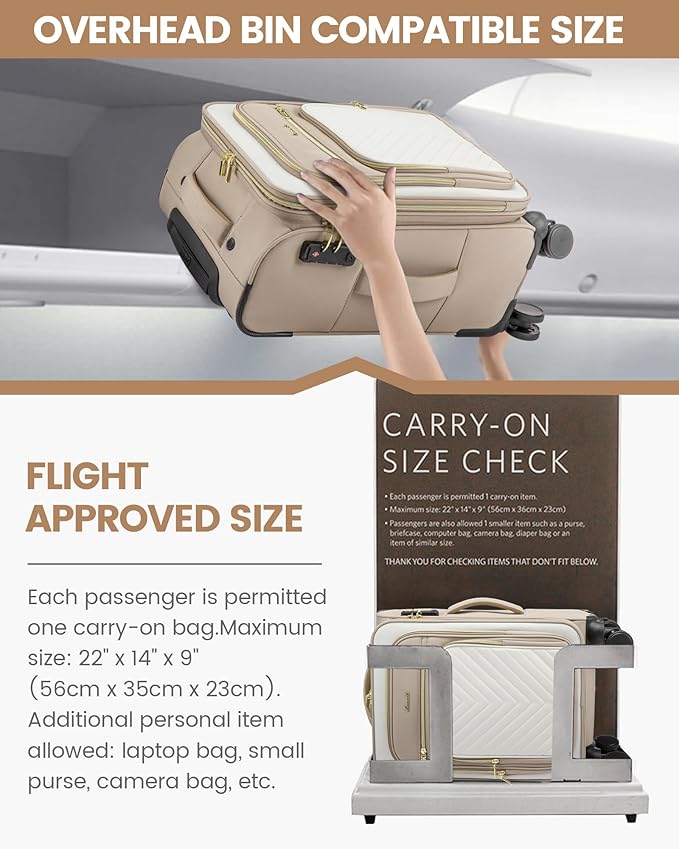 LOVEVOOK Carry On Luggage 22x14x9 Airline Approved,20 Inch Carry On Suitcases with Wheels,Softside Rolling Suitcase with TSA Lock for Women Men,Lightweight Travel luggage