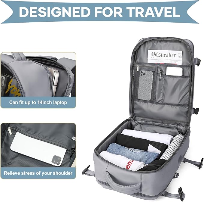 WONHOX Large Travel Backpack Carry on Flight Approved Laptop Work Business Backpack for Women Men Mochila de Viaje