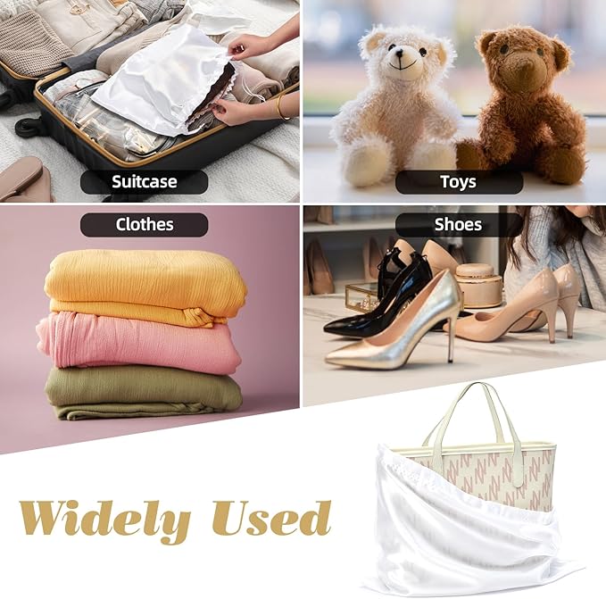 3 Pack Dust Bags for Purses and Handbags，Silk Purse Dust Bags for Storage， With Drawstring Large Dust Bags for Handbag， Dust Covers for Purse Shoes Boots