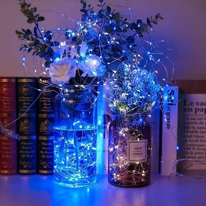 4 Pack Fairy Lights Battery Operated with Timer Christmas Fairy Light Blue | Each 16FT 50 LED, Durable Waterproof Wire, Starry LED String Lights for Indoor Outdoor Xmas Tree Party Bedroom Porch Decor