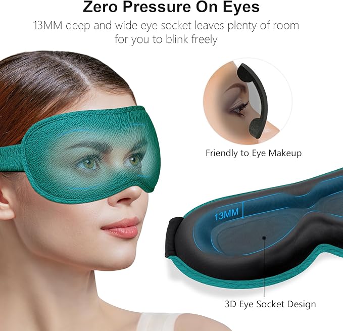 Gritin 100% Blackout Sleep Eye Mask for Women Men,Zero Eye Pressure Sleeping Mask-Ergonomic Design 3D Cutout Eye Movement and Eyelash Friendly Night Blindfold,Soft&Comfortable for Sleeping-Navy Blue
