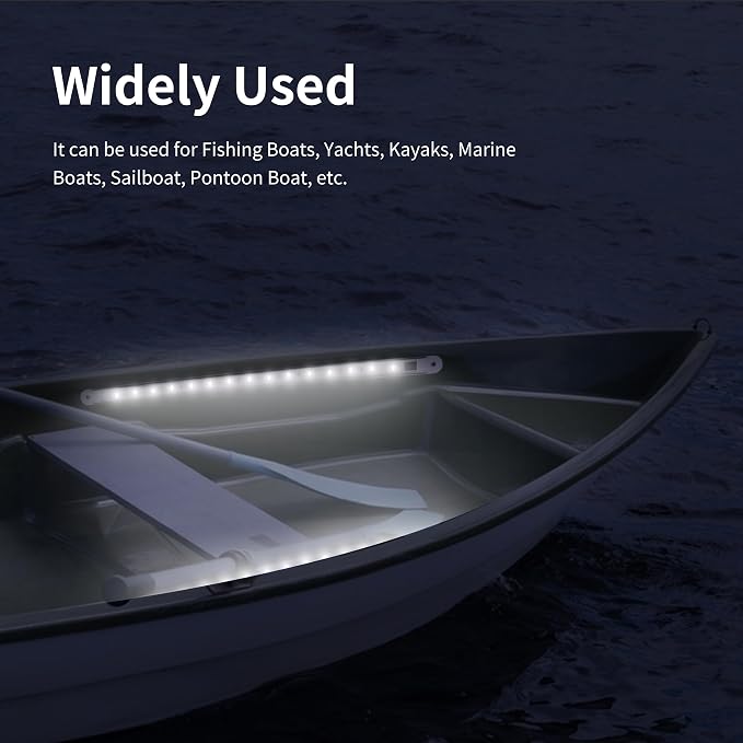 RVZONE LED Boat Interior Lights, Boat Led Strip Lights Marine Led Lighting Waterproof Strip Night Fishing Lights for Yacht Fishing Pontoon,2 Pcs