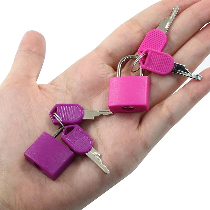 Bonsicoky 10 Pack Suitcase Locks with Keys - Multicolor Metal Luggage Padlocks - Mini Keyed Padlocks for Suitcase, Backpack, Boxes, Travel Bags, Locker