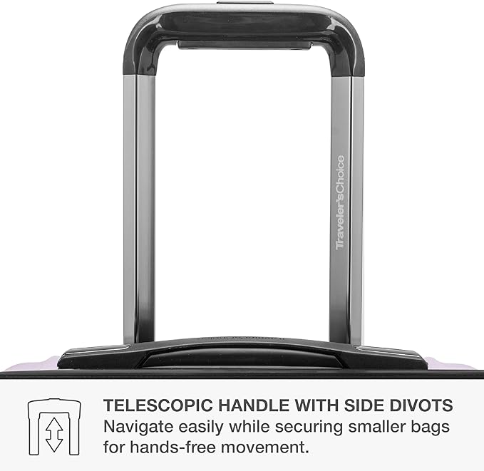 Traveler's Choice Archer Polycarbonate Hardside Spinner Luggage Set, Tie Down Straps, Purple, Carry-On 21-Inch