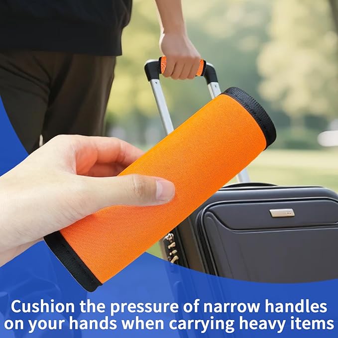 6 Pack Luggage Handle Wrap for Suitcase Luggage Tags Bright Soft Suitcase Identifiers Luggage Handle Covers Travel Accessories, Orange