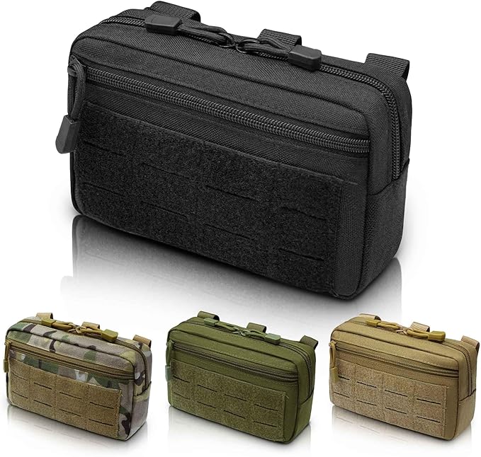 2 Pack 1000D Laser Cut Molle Pouches - Tactical Compact Water-Resistant Utility Admin Pouch for Vest Backpack Duty Belt Tactical Vests