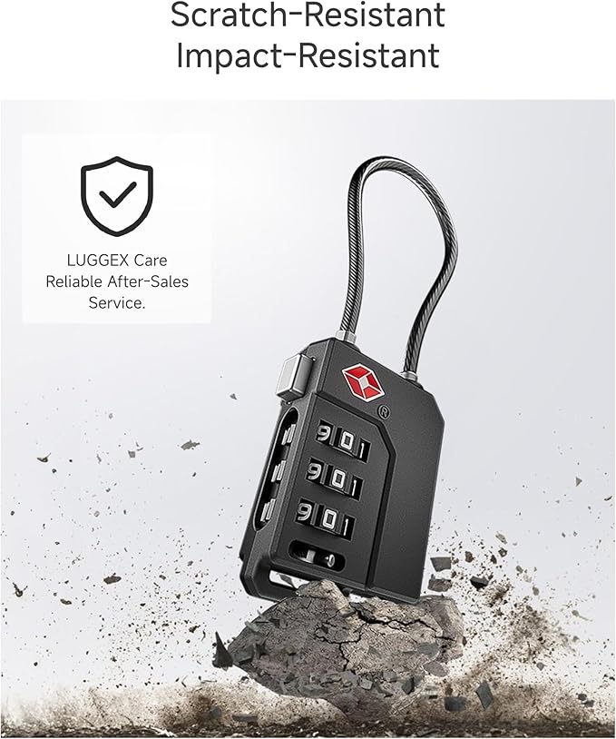 LUGGEX TSA Locks for Luggage, Suitcase Locks TSA Approved, Luggage Locks, Ease of Use & Durable(Black,2 Pack)