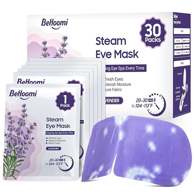 30Packs Steam Eye Mask, Heated Eye Mask Warm Compress for Eyes, Self Heating Disposable Steam Mask for Home Sleep, Spa, Travel Essentials & Relaxation Gifts, Stocking Stuffers (Lavender)